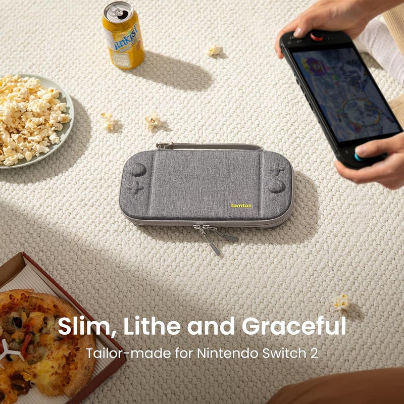 Tomtoc Slim Carrying Case for Nintendo Switch 2 Model 2025, Odorless Felt Protective Hard Shell with 12 Game Card Slots, Portable Travel Storage Case with Original Patent and Military Grade Protection - Image 2